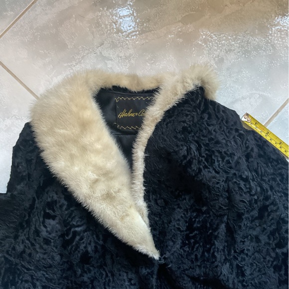 Vintage Black Curly Lamb Karakul and Blonde Mink Swing Coat, M - Picture 7 of 12